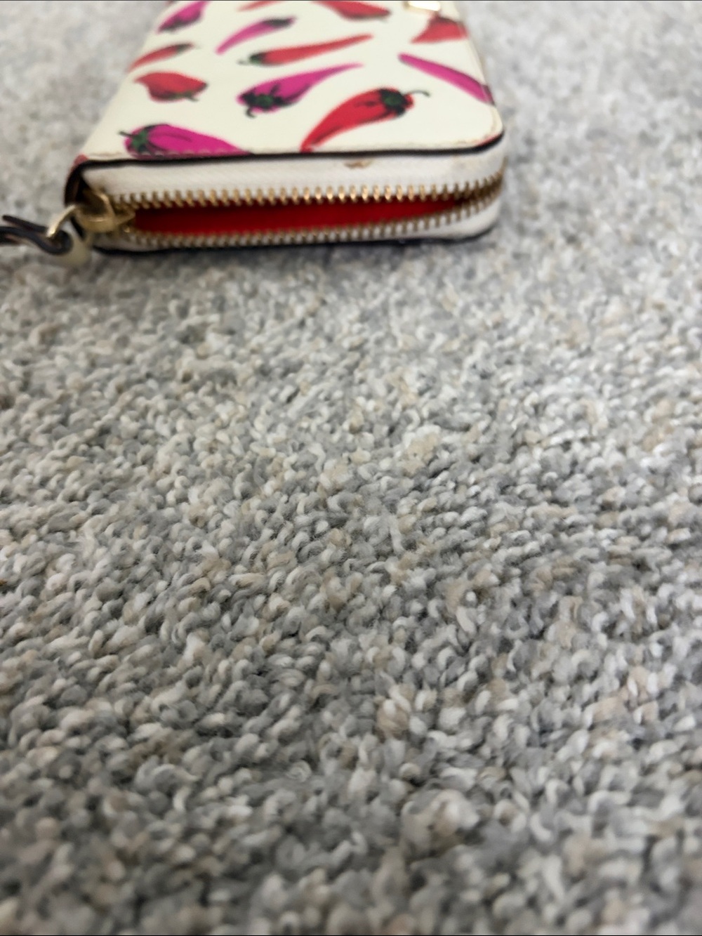 kate spade Cream Zip-Around Wallet with Red & Pink Pepper Pattern - Picture 4 of 7